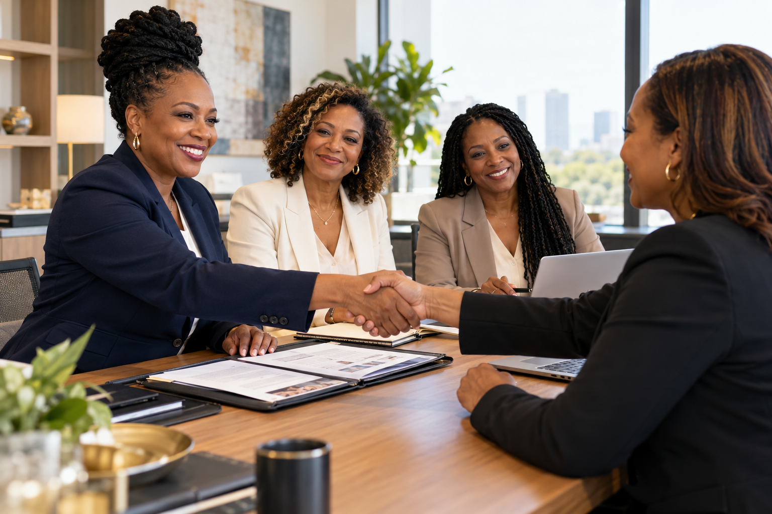 Handshake over a business proposal